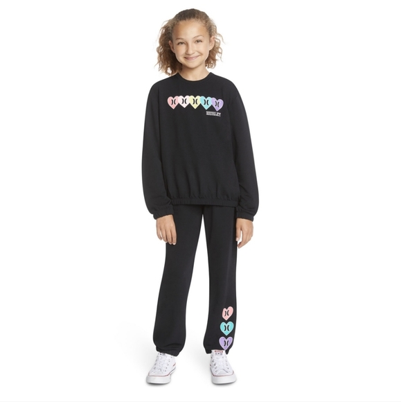 Hurley Girls' Fleece Crew and Jogger Set - Picture 1 of 13